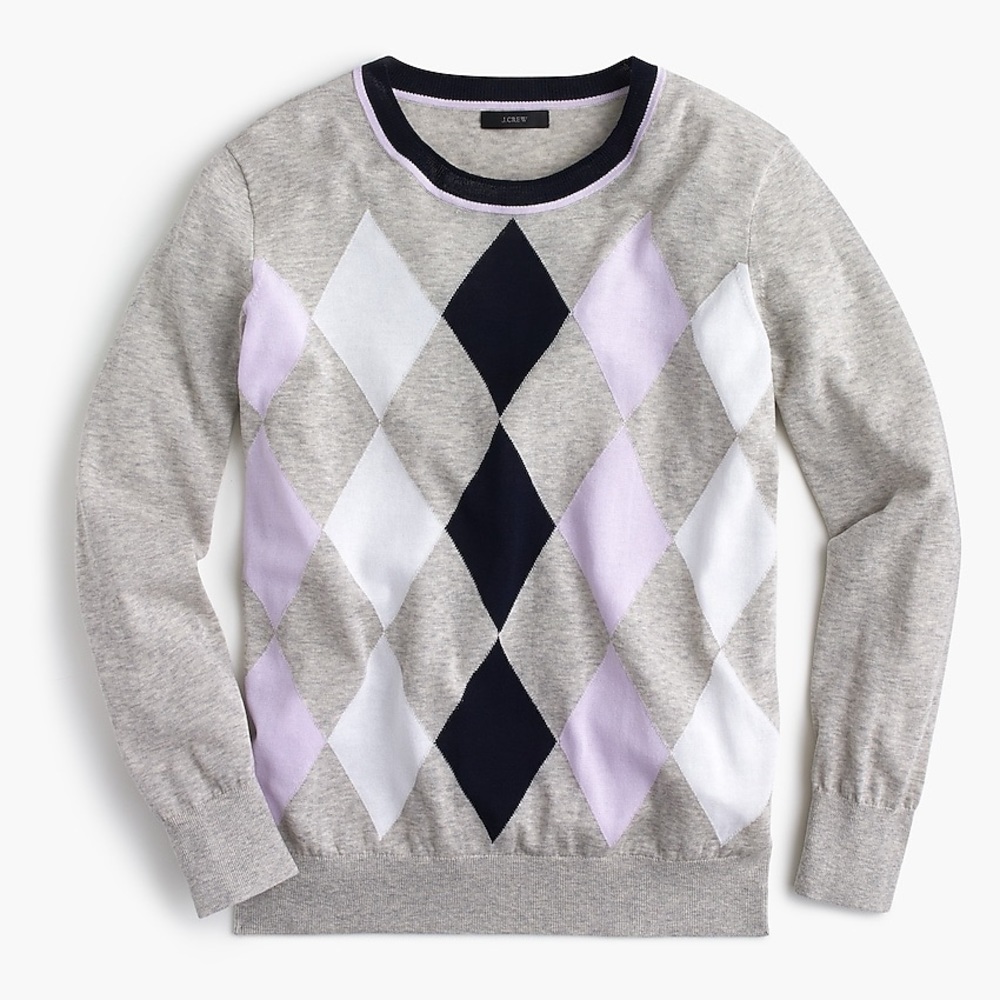 🌈J.CREW Argyle sweater in summerweight cotton